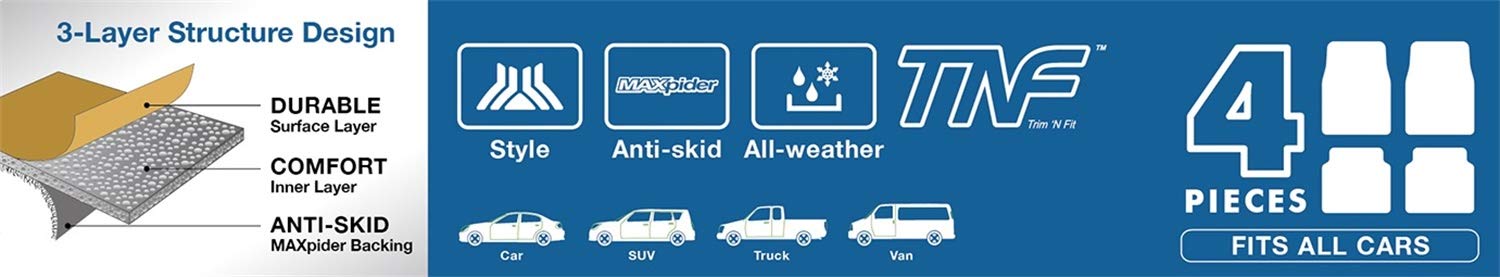 Universal 3D MAXpider All-Weather Hybrid Rubber Floor Mats for Cars Trucks SUV (Medium)