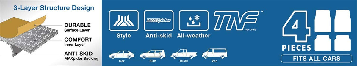 Universal 3D MAXpider All-Weather Hybrid Rubber Floor Mats for Cars Trucks SUV (Medium)