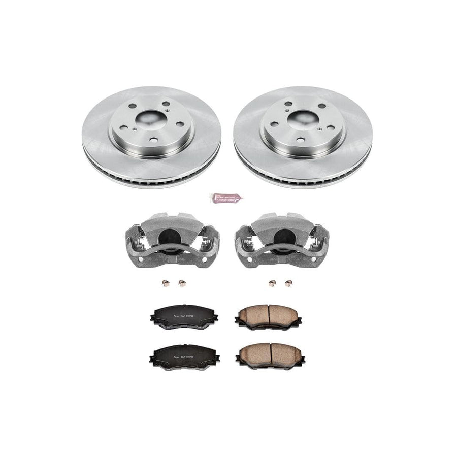 Power Stop Autospeciality KCOE258A Replacement Front Caliper Kit- OE Rotors, Ceramic Brake Pads, Calipers For Lexus HS250h, Scion xB, Toyota Prius V, Toyota RAV4 [Model Specific]