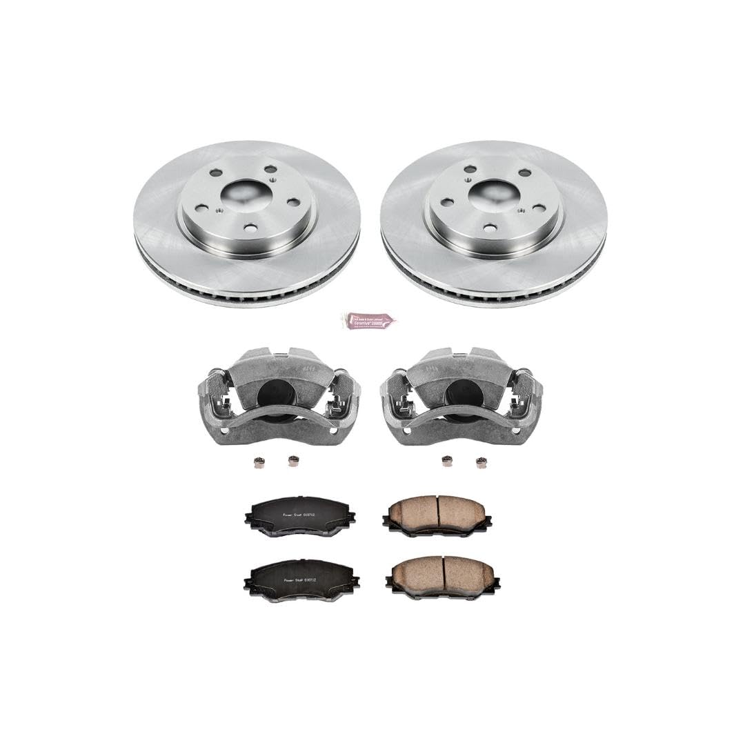 Power Stop KCOE258 Replacement Autospeciality Front Caliper Kit- OE Rotors, Ceramic Brake Pads, Calipers For Toyota RAV4 2006-2018 [Model Specific]