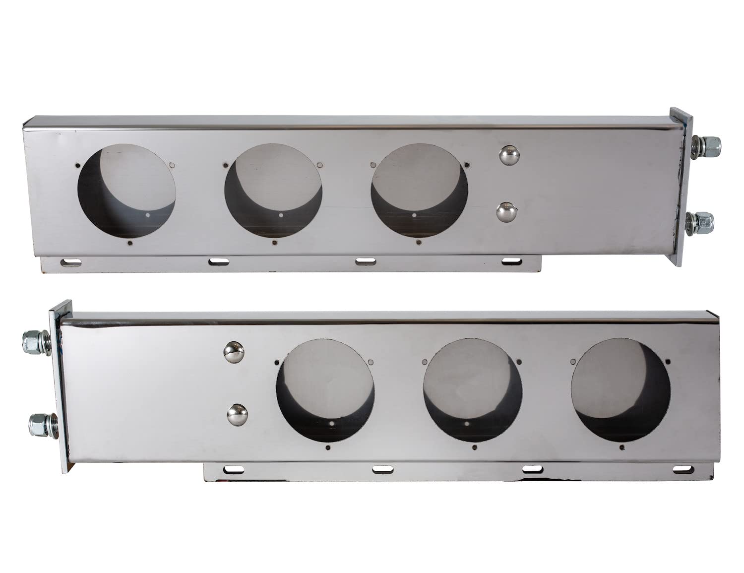 30" Stainless Steel Buyers Products LB6303SST Mudflap Hangers for Semi Trucks, 2 Lightboxes with 4" Light Cutouts, 30" Lx3 Dx6 H, Includes Driver and Passenger Side Boxes, Lights NOT Included