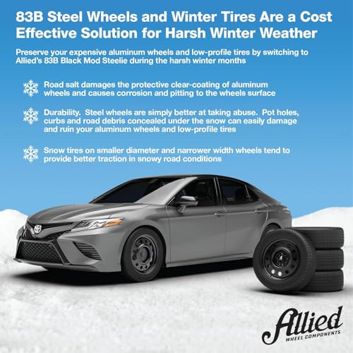 Allied 83B Black Mod FWD 17X7" 5X112 Bolt Patterns +38mm Offset 5.5" BS Satin Steel Passenger Car Wheel, Bolt-on OE Replacement, Car Mods, AWD, SUV and CUV Steel Wheel