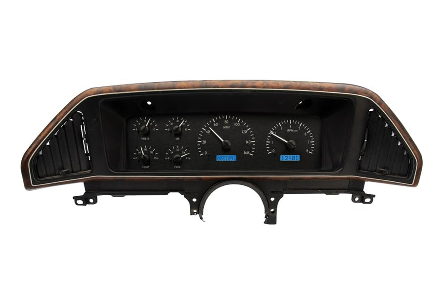 Dakota Digital VHX-87F-PU-K-B Analog Dash Gauge System with Compatible 1987-91 Ford Pickup and Bronco, Black Alloy Style, Blue Backlighting