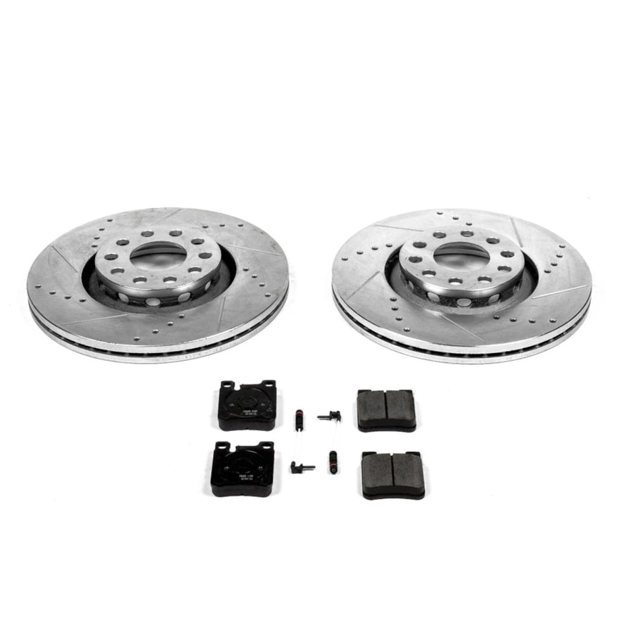 Power Stop K624 Z23 Carbon Fiber Brake Pads with Drilled & Slotted Brake Rotors Kit For Mercedes CLK320, Mercedes CLK, Mercedes E300, Mercedes E320, Mercedes E, Mercedes E430 [Model Specific]