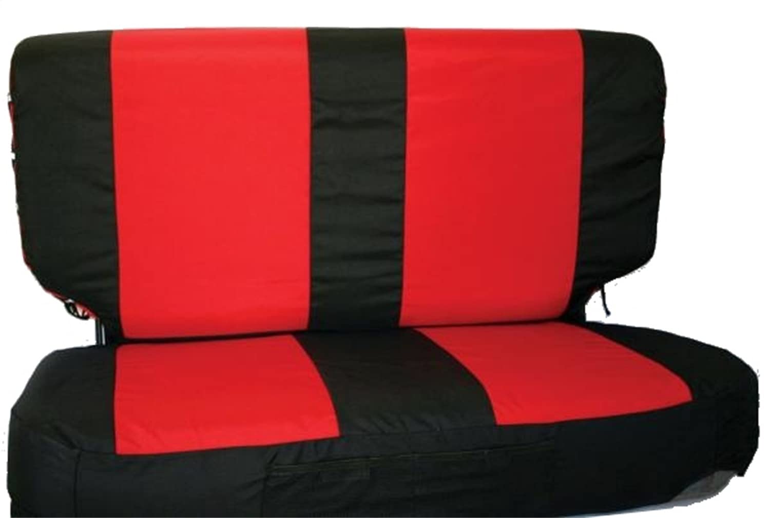 RAMPAGE PRODUCTS Seat Covers Front and Belt Pads for Jeep Wrangler TJ | Black/Red, Polycanvas | 5054530 | Fits 1997-2002 Jeep Wrangler TJ