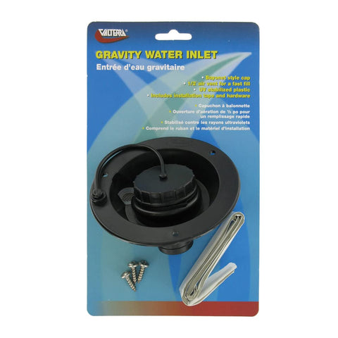 Gravity Water Inlet Valterra A01-2003BKVP Black Carded
