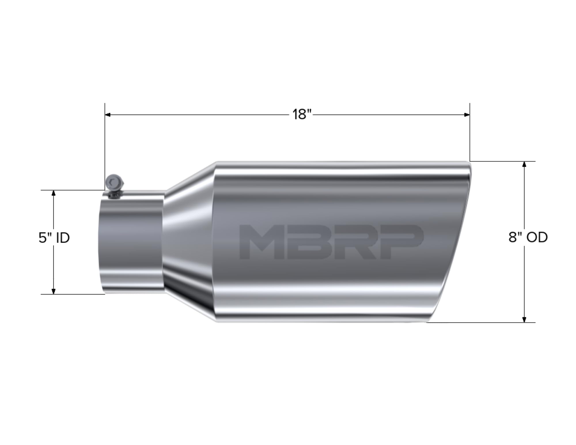 8" O.D., MBRP Rolled End Exhaust Tip (T304)