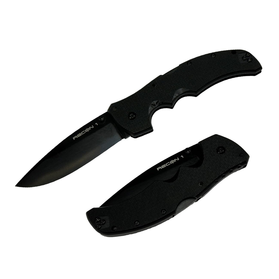 Recon 1 Series Cold Steel Tactical Folding Knife with Tri-Ad Lock and Pocket Clip - Made with Premium CPM-S35VN Steel, Spear Point, Black
