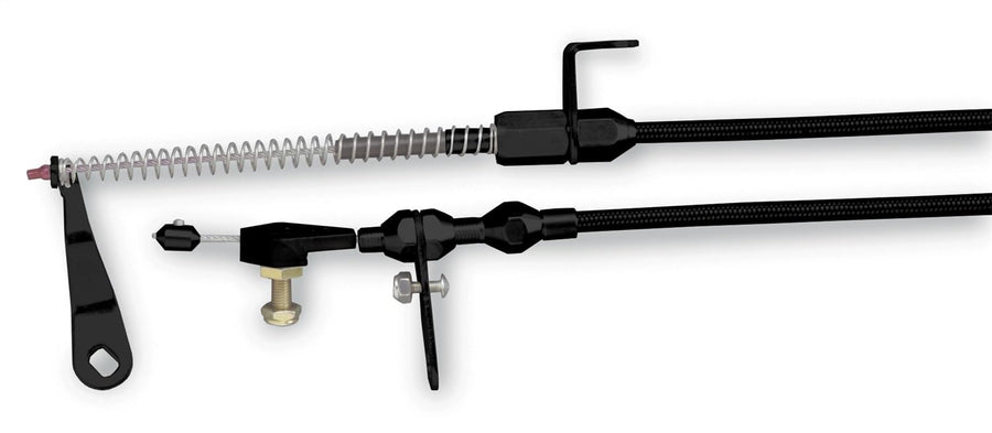 Kickdown Cable Kit Lokar XKD-2AODHT with Black Stainless Steel Housing and Black Aluminum Fittings for Ford AOD Transmission