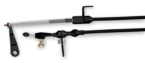 Kickdown Cable Kit Lokar XKD-2AODHT with Black Stainless Steel Housing and Black Aluminum Fittings for Ford AOD Transmission