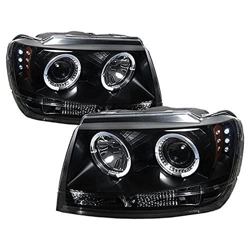 LED Halo Spyder Auto Projector Headlights Black/Clear 5011145