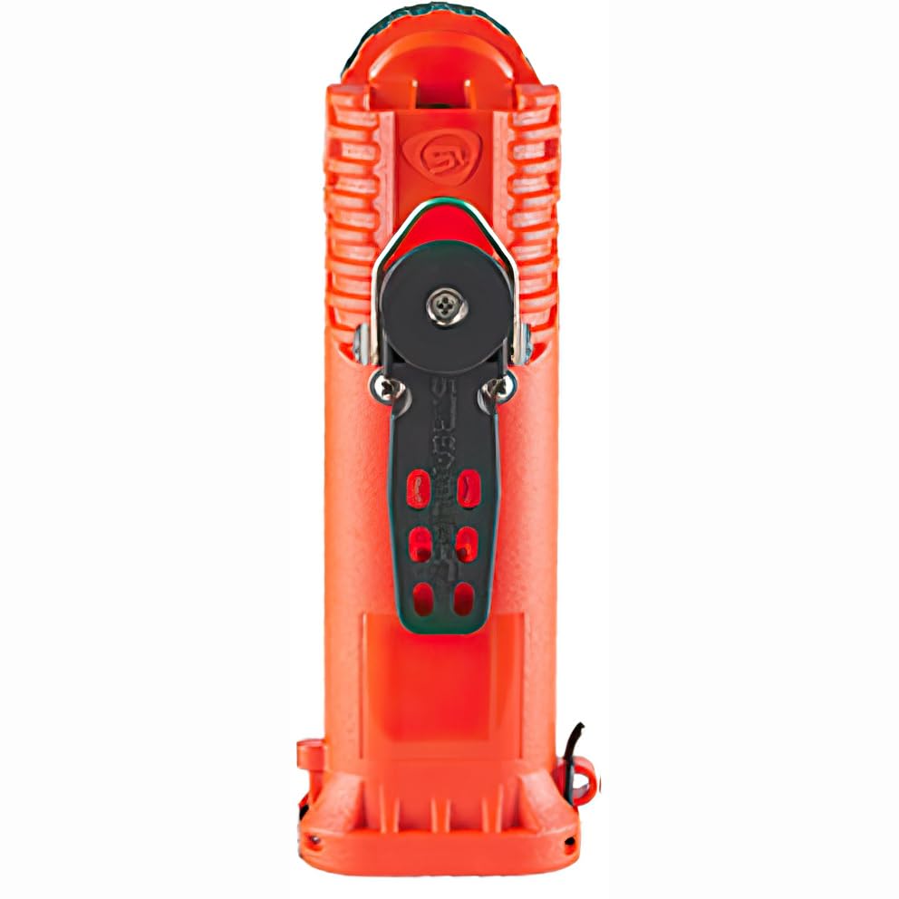 Streamlight Survivor Pivot 325-Lumen Right Angle Articulating Dual Beam Rechargeable Flashlight with 120V/100V AC/12V DC, Orange and Magnet Clip