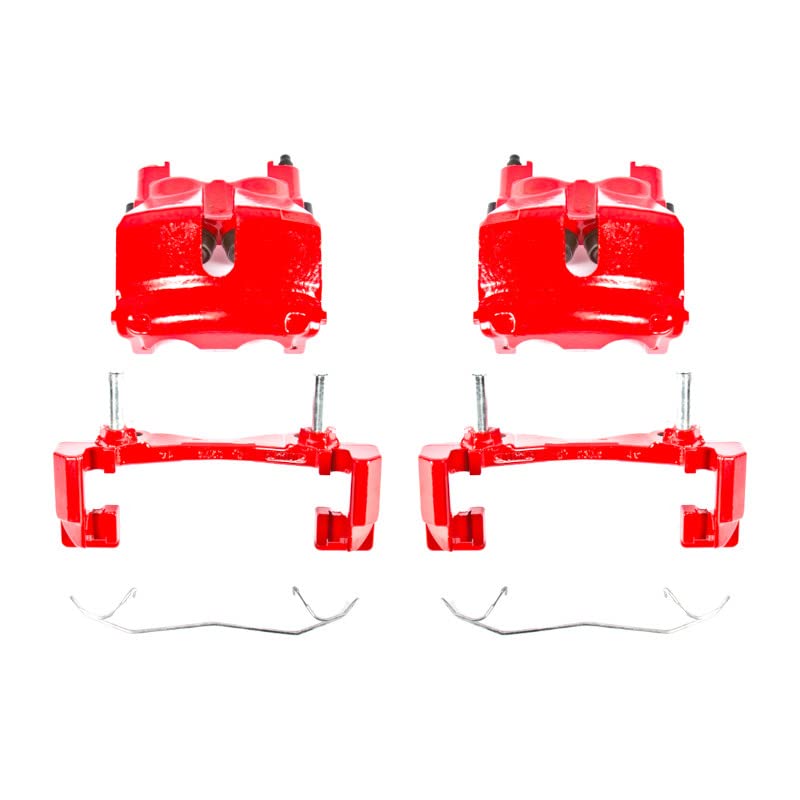 Power Stop S4810 Front Pair of High-Temp Red Powder Coated Calipers For Jeep Grand Cherokee 1999-2002 [Model Specific]