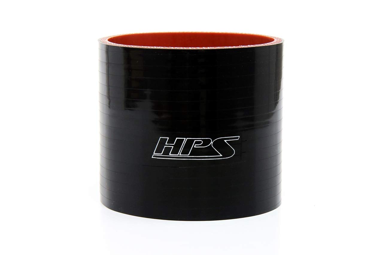 HPS Silicone High Temperature HTSC-118-BLK 4-Ply Reinforced Straight Coupler Hose, 100 PSI Maximum Pressure, 3" Length, 1-3/16" ID, Black
