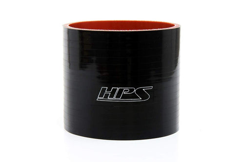 HPS HTSC-412-BLK High Temperature Silicone 4-Ply Reinforced Straight Coupler Hose, 65 PSI Maximum Pressure, 3" Length, 4.12" ID, Black