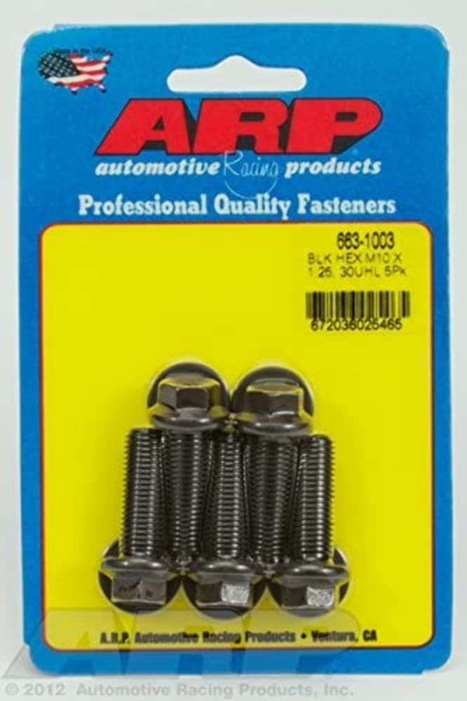 M10 x 1.25 x 30 Hex Black Oxide Bolts ARP (663-1003) (5/pkg)