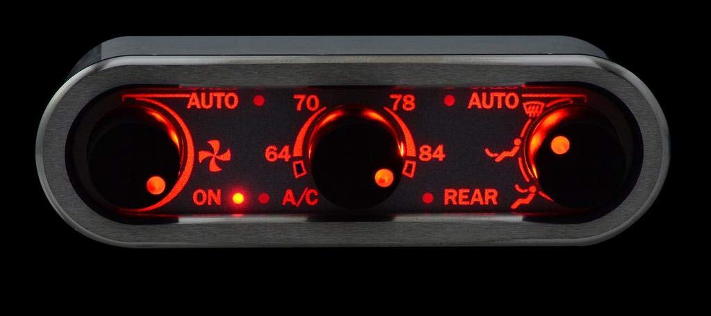 Dakota Digital Climate Control DCC - Vintage Air Gen IV 3-Knob, Horizontal, Satin, Black Alloy, Red Display - Compatible with Most Vehicles