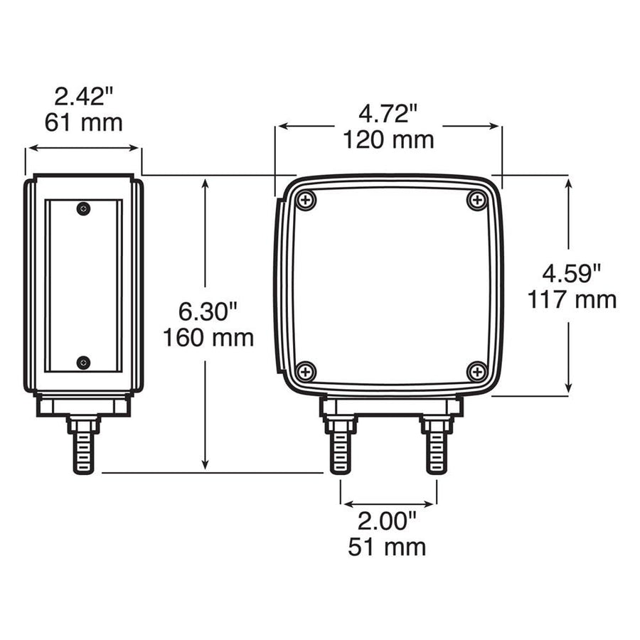 Park/Turn Signal Peterson Manufacturing V327L (With SM, Sqr, Amb/Red, RDSD, 4.72"X4.59"), 1 Pack
