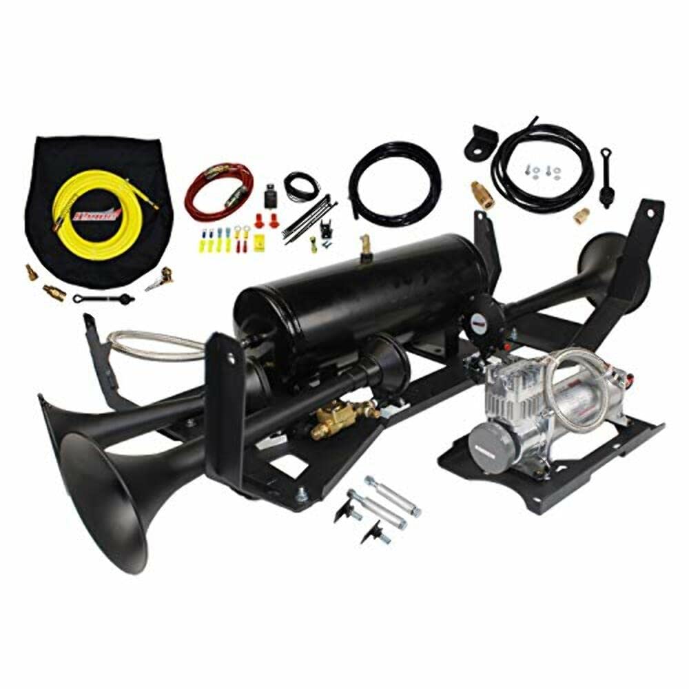 Kleinn Air Horns Train Horn Direct Fit and Onboard Air System for GMC 1500 Sierra and Chevrolet 1500 Silverado,Multi,GM1500-734