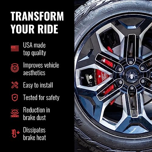 Brake Caliper Covers MGP - Compatible with 2018-2024 Jeep Wrangler (Requires 18"+ Wheels and Solid Rear Rotor) 4 PCS Front and Rear (Black - MGP Engraving)
