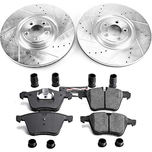 Power Stop K8039 Z23 Carbon Fiber Brake Pads with Drilled & Slotted Brake Rotors Kit