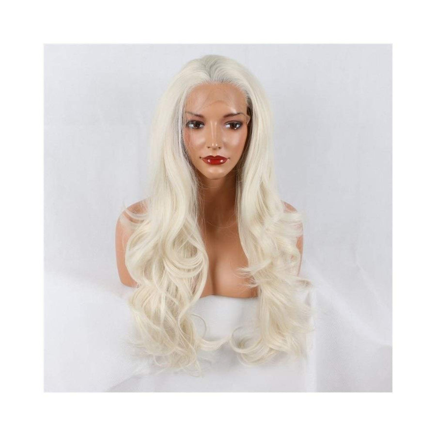 Big Wave Jiabei Daily Curly Hand Weaving Heat Resistant White Hair Wigs (Color : Cremy-white)