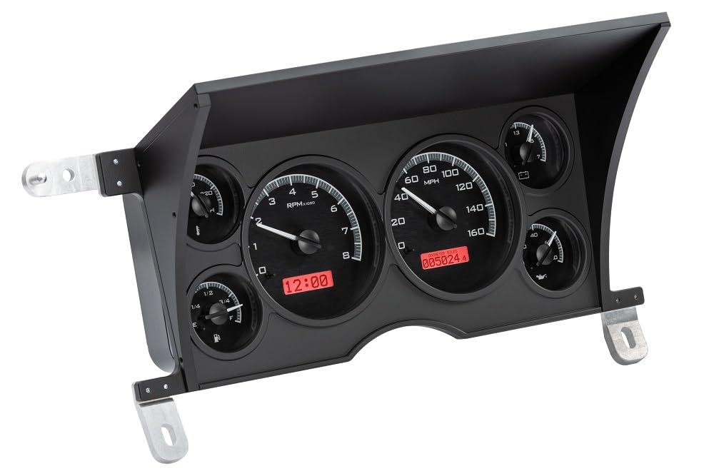 Dakota Digital VHX-86C-S-10-K-R Analog Dash Gauge System with 1986-93 Chevy/GMC S-10/ S-15 Pickups and 1986-94 S-10/ S-15 Blazers/Jimmy, Black Alloy Style, Red Backlighting