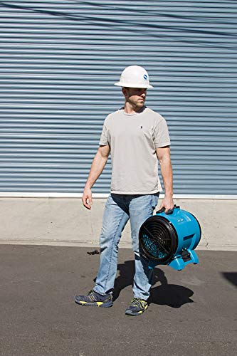 XPOWER Industrial Blower X-12 Confined Space Ventilation Fan — 12” Portable Utility Exhaust Fan for Corn Mill, Manhole, Sewage Systems, 1/2 HP — Blue