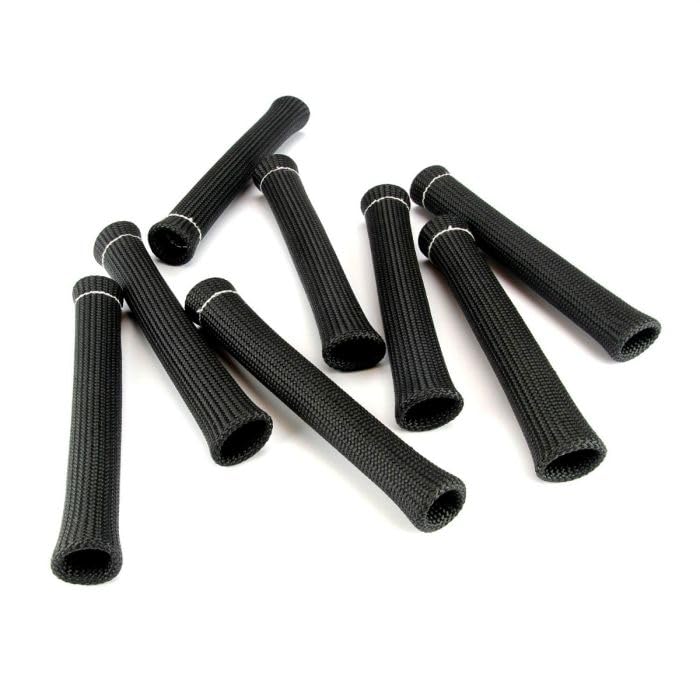 Insulation Sleeve Spark Plug KIT: 8 Pieces, 1" Diameter, 7.5" Long, Black