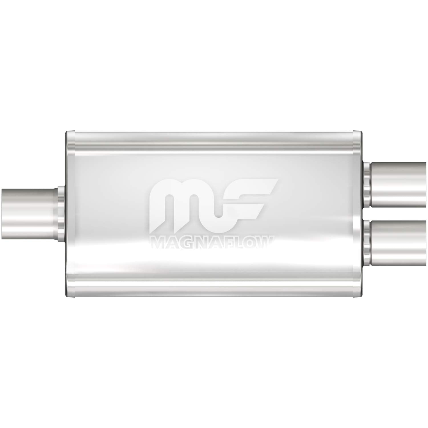 Performance MagnaFlow Exhaust Muffler 11148: 2.25"/2" Inlet/Outlet, 3.5x7x14" Oval, Stainless Steel, Satin Finish