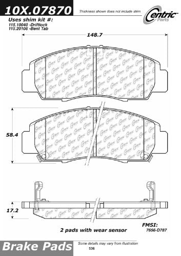 Sport Brake Pads StopTech 309.07870 with Shims and Hardware