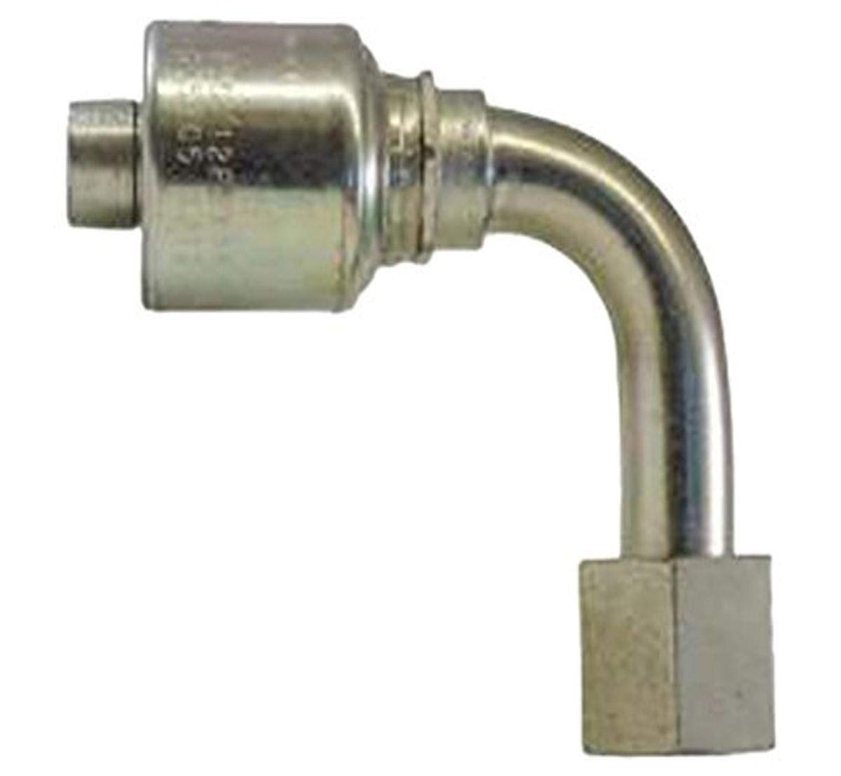 MegaCrimp Couplings, Gates 4G-5FSX90-047 Female SAE 45 Flare Swivel, Zinc Plated Carbon Steel, 2.74", 90° Bent Tube, 1/4" ID