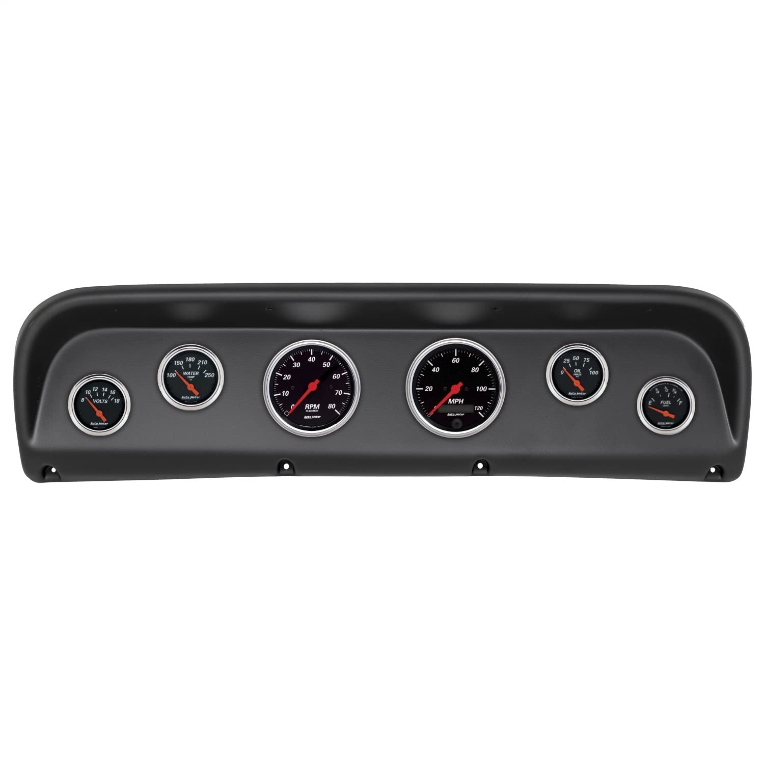 AutoMeter Dash Kit Direct Fit, Ford Truck 67-72, Tach/Mph/Fuel/Oilp/Wtmp/Volt, Designer Black (2145-06)