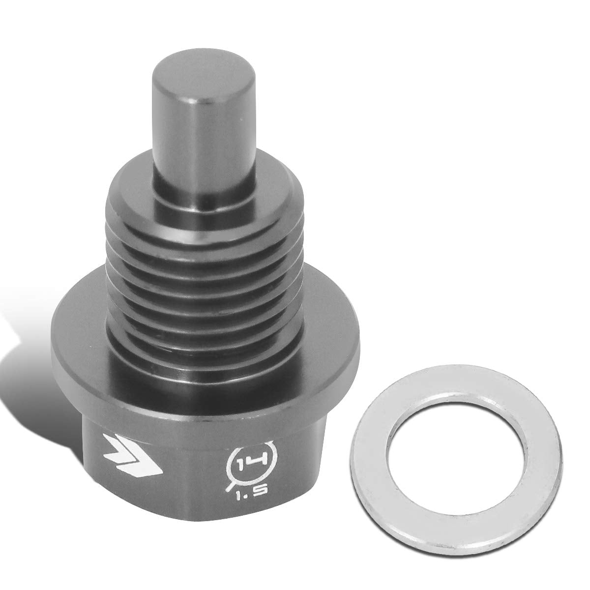 Magnetic Oil Drain Plug NRG Innovations, M14 X 1.5 Thread Size Engine Oil Drain Nut w/Washer, Gun Metal, T-6061 Aluminum w/Stainless Steel Internal Magnet, NRG-NOP-100GM