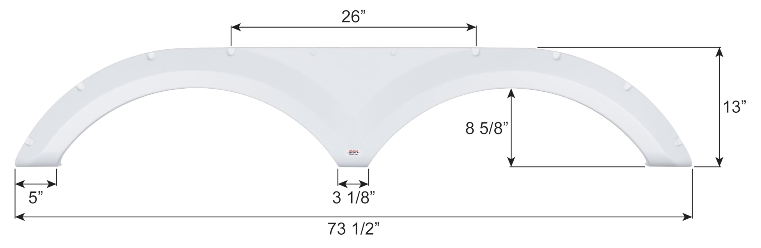 Tandem Axle Fender Skirt ICON 16089 for Keystone - Polar White FS6089