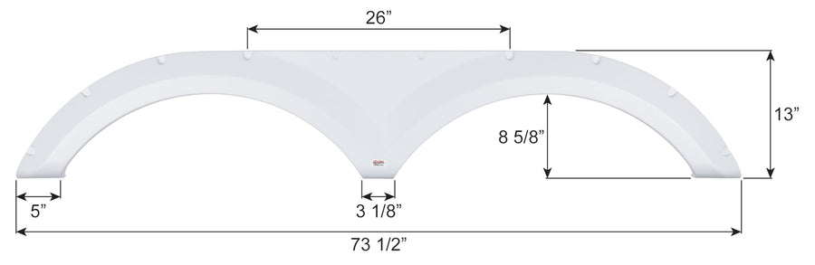 Tandem Axle Fender Skirt ICON 16089 for Keystone - Polar White FS6089