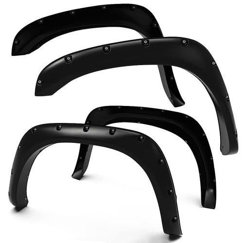 Tyger Auto Fender Flare Compatible with 2002-2008 Dodge Ram 1500; 2500 3500 2003-2009 (Not Fit 06-09 8ft Bed Models), Fine-Textured Black Paintable Bolt-Riveted Style 4pc | TG-FF8D4078