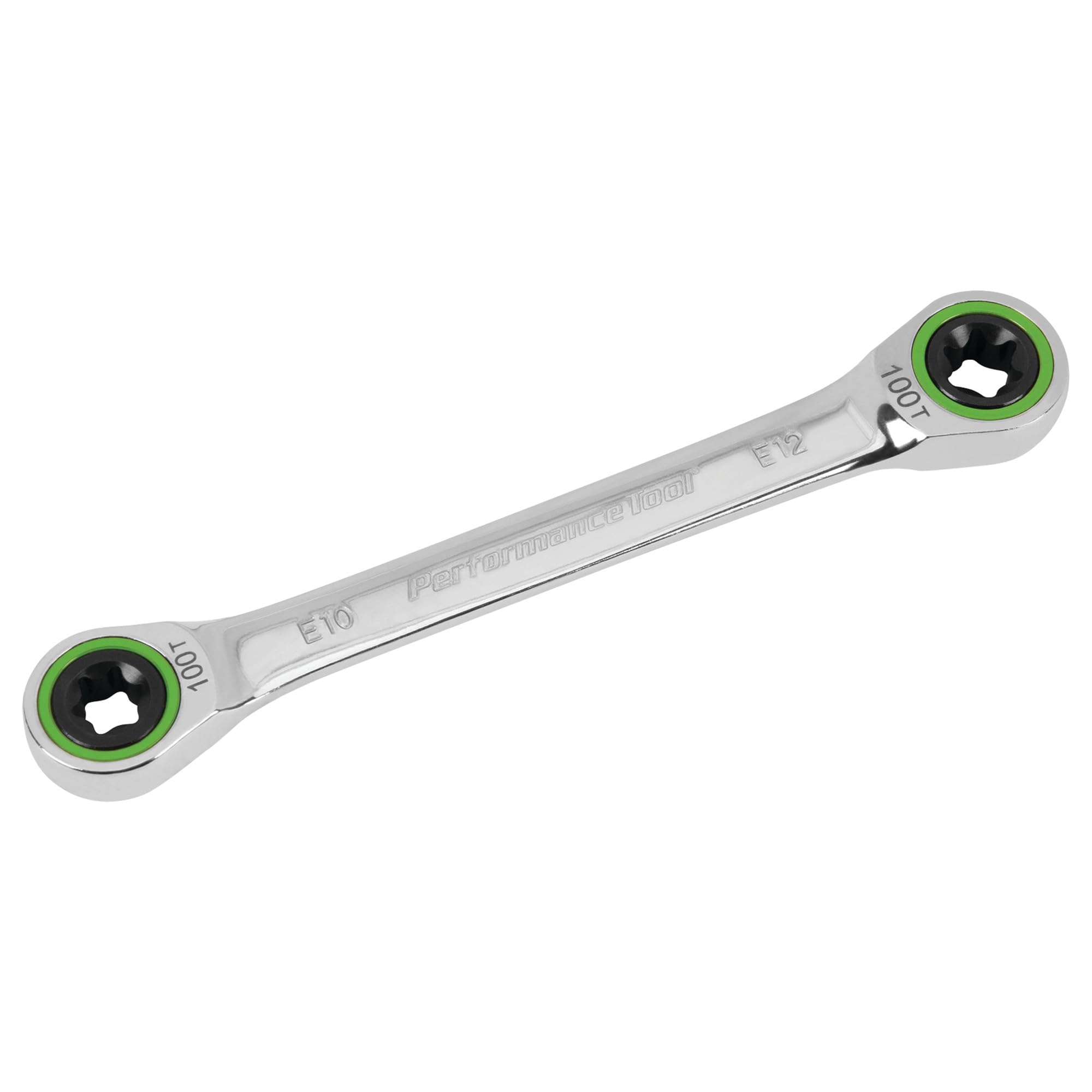 W30451 Performance Tool Flip Wrench - 100 Gear Teeth, Chrome Vanadium Steel, E10 and E12 Star Sizes