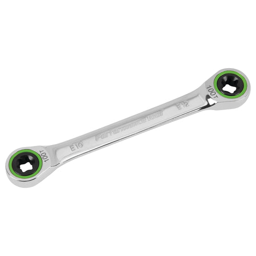 W30451 Performance Tool Flip Wrench - 100 Gear Teeth, Chrome Vanadium Steel, E10 and E12 Star Sizes