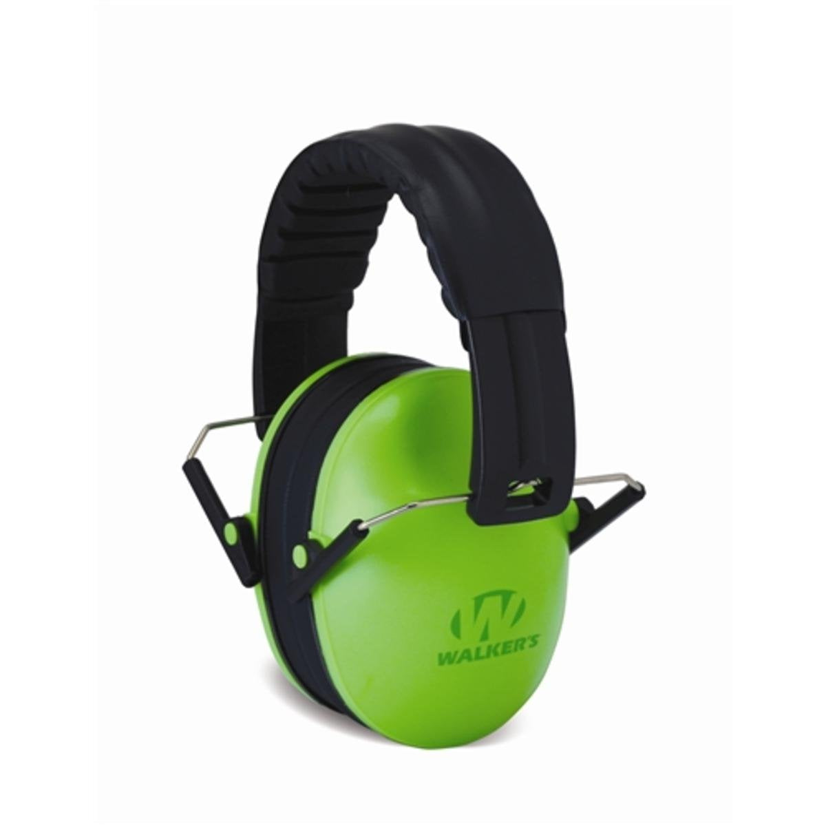 WALKER’S Low Profile Youth Children’s Lightweight Padded Adjustable Folding Noise-Reducing Hearing Protection Earmuffs, Lime Green