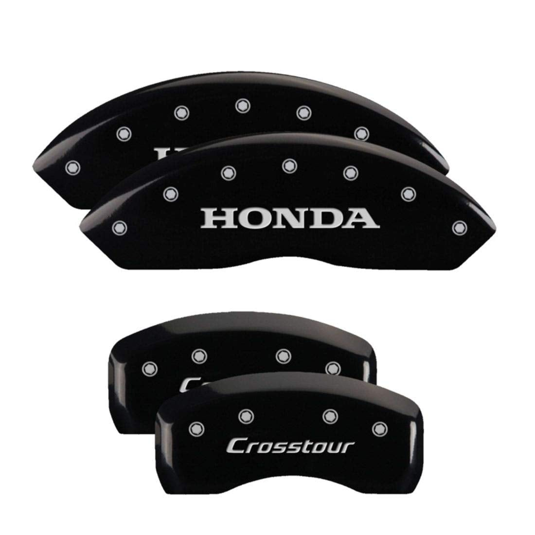MGP Caliper Covers Black Powder Coat Finish 20211SCSTBK Engraved Caliper Cover with Silver Characters, Set of 4 "Honda/Cross tour"