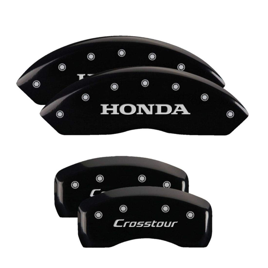 MGP Caliper Covers Black Powder Coat Finish 20211SCSTBK Engraved Caliper Cover with Silver Characters, Set of 4 "Honda/Cross tour"