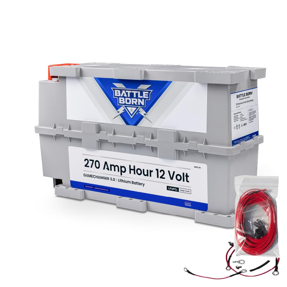 12V Heated Lithium-Ion (LiFePO4) 270Ah RV, Marine, Solar, & Off Grid Battery - Integrated Heating Technology - Internal BMS, High & Low Temperature Protection - Battle Born Batteries