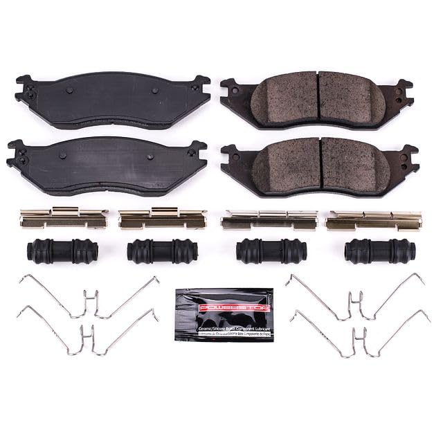 Power Stop Z23-1045 Z23 Evolution Sport Carbon Fiber Infused Ceramic Brake Pads with Hardware For Ford E-150 2004-2006 | Ford E-150 Club Wagon 2004-2005 [Vehicle Specific]