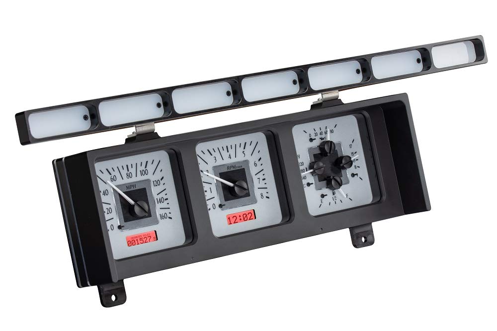 Dakota Digital VHX System Compatible with 1980-86 Ford Pickup - Silver Alloy Style Face w/Red Display