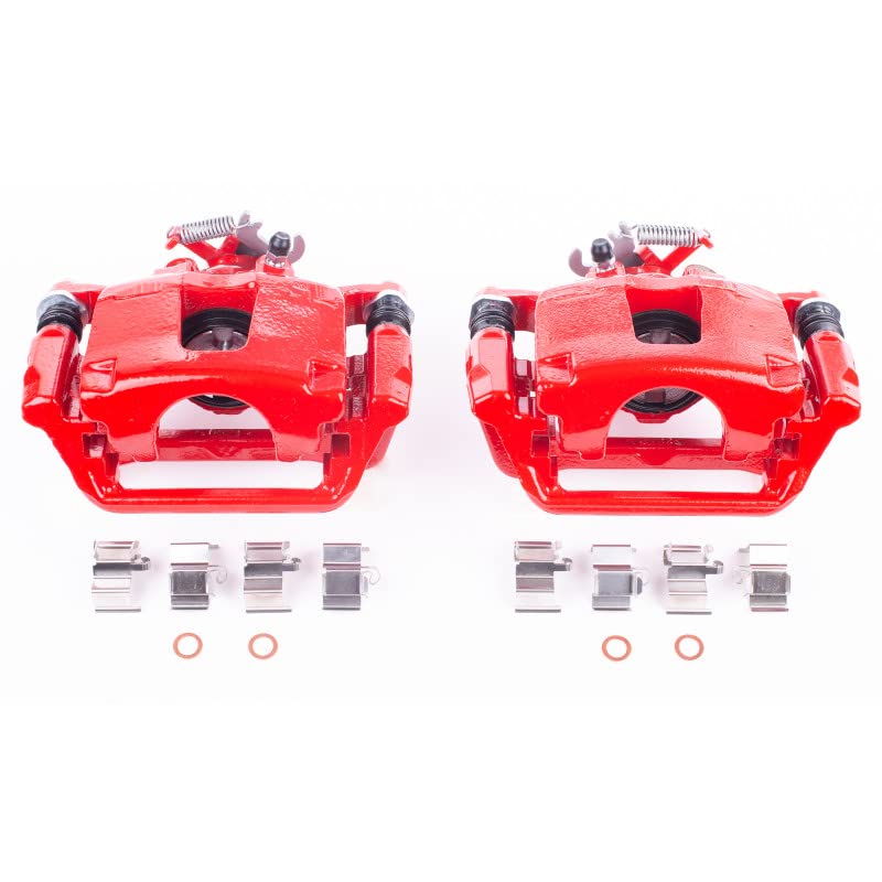 Power Stop Pair of High-Temp Red Powder Coated Rear Calipers For Chrysler Town & Country, Dodge Grand Caravan, Ram C/V, VW Routan [Model Specific]