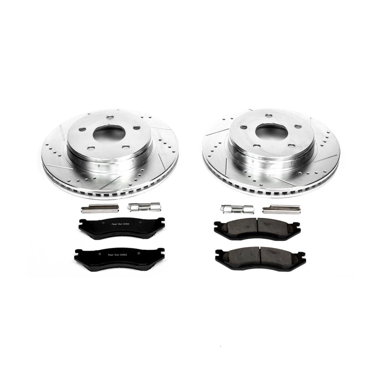 Power Stop K2167 Z23 Carbon Fiber Brake Pads with Drilled & Slotted Brake Rotors Kit For Dodge Ram 1500 2003-2005 [Model Specific]