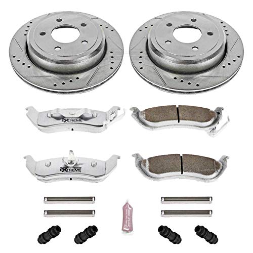 Power Stop K1368-26 Brake Pads Rear Z26 Carbon Fiber with Drilled & Slotted Brake Rotors Kit For Ford Crown Victoria, Mercury Grand Marquis, Mercury Marauder [Model Specific]