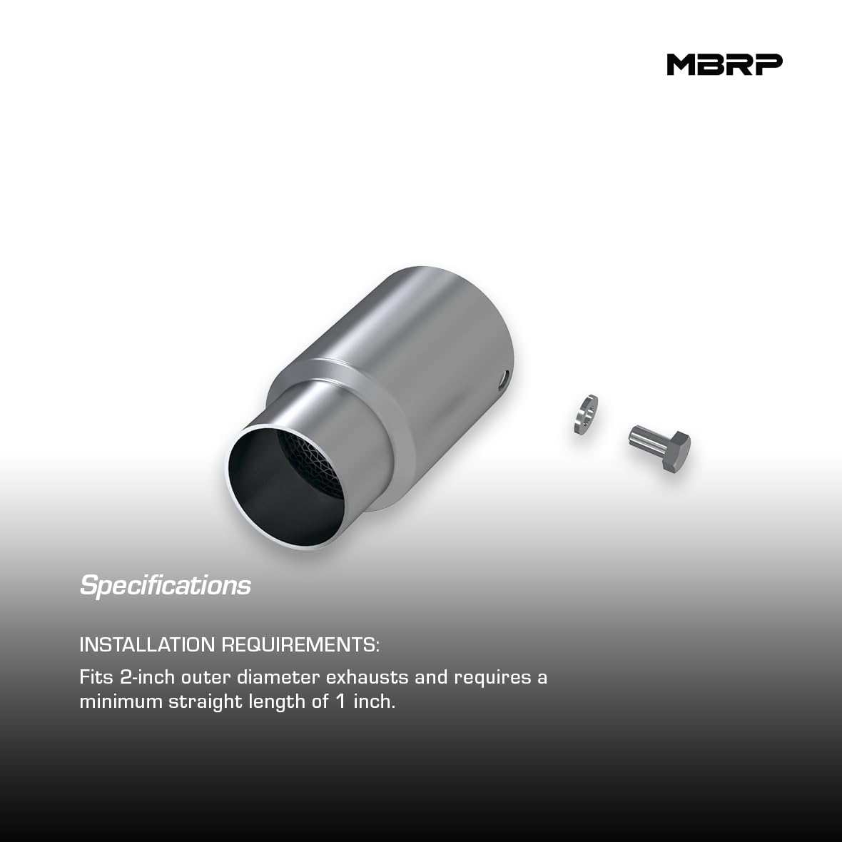 T304 Stainless Steel MBRP Quiet Exhaust Tip Insert, 1.875 Inch Outlet T14373