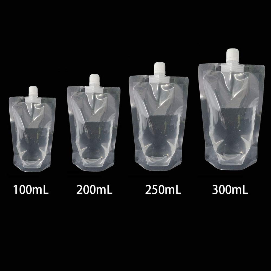 100 x armine88 Plastic Pouches for Drinks, Transparent Smoothie Bags, Juice Bags Rotating Nozzle Design for Ice Drinks